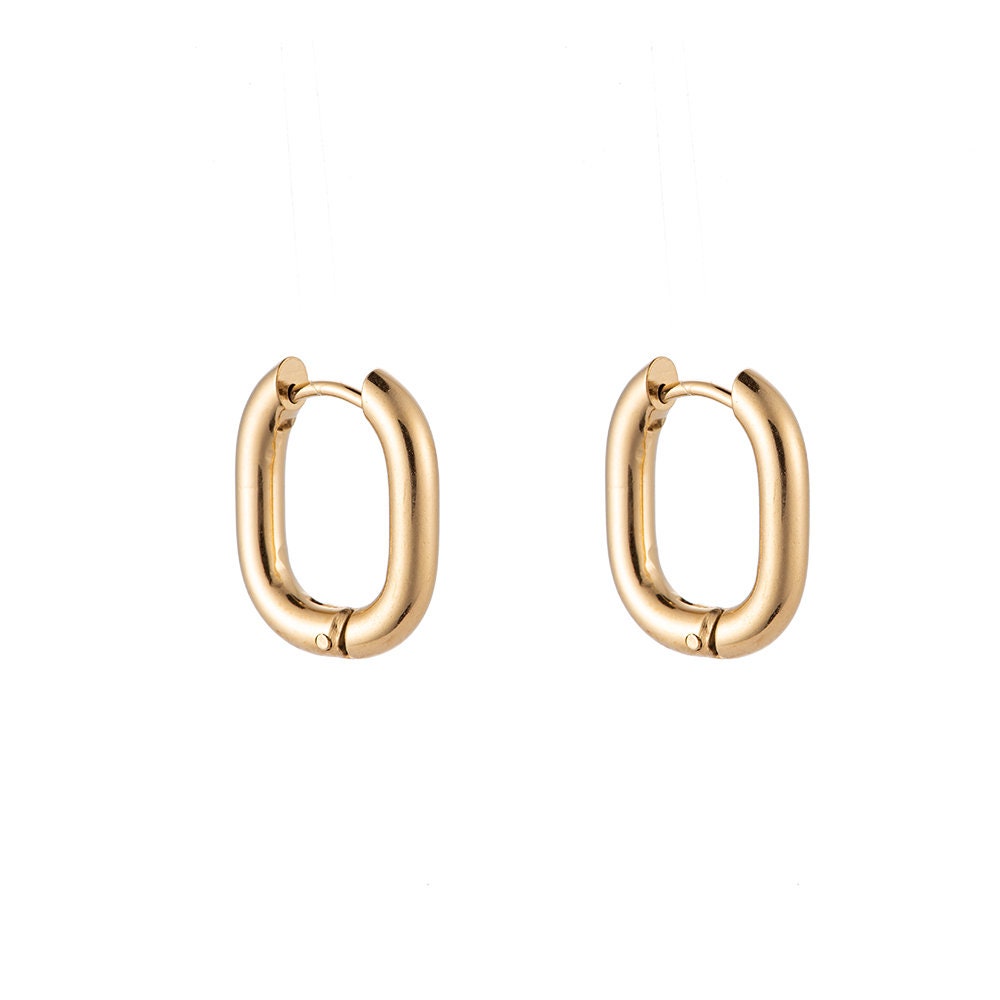 ISI | Ohrringe | Square Hoops | Creolen | Minimalistisch | Edelstahl | 14 Karat Vergoldung | Wasserfest