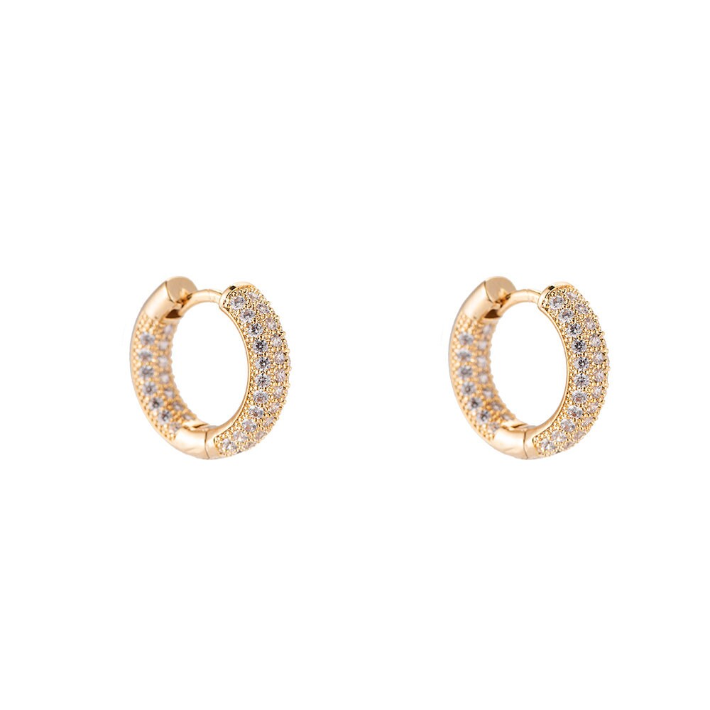 SOPHIA | Ohrringe | Creolen | Crystal Hoops | Zirkonia-Steine | Edelstahl | 14 Karat Vergoldung | Wasserfest