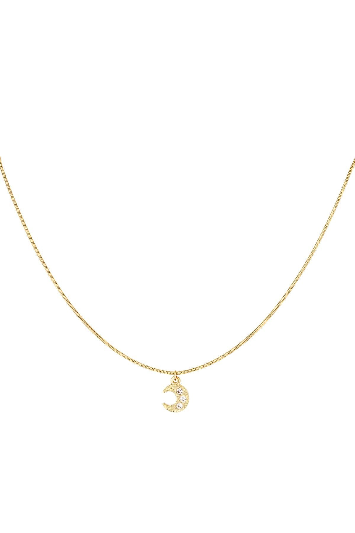 MONA | Halskette | Mond Anhänger | Moon | Zirkonia Snake | Fein | Edelstahl | 14 Karat Vergoldung | Wasserfest
