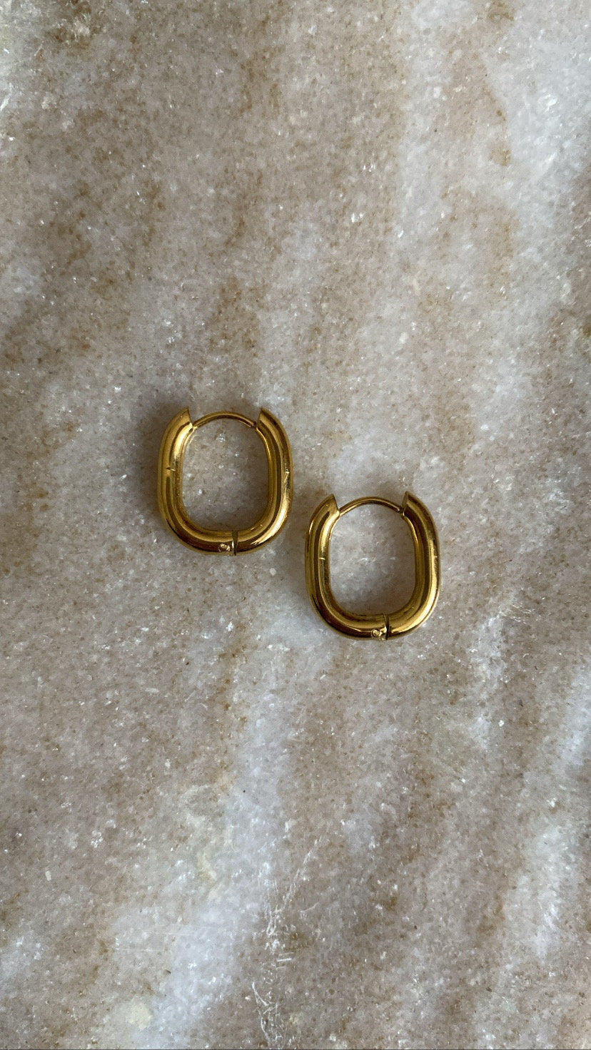 ISI | Ohrringe | Square Hoops | Creolen | Minimalistisch | Edelstahl | 14 Karat Vergoldung | Wasserfest