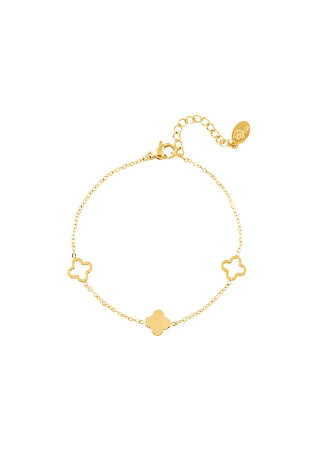 VANESSA | Armband | Kleeblatt | Blume | Minimalistisch Fein | Edelstahl | 14 Karat Vergoldung | Wasserfest