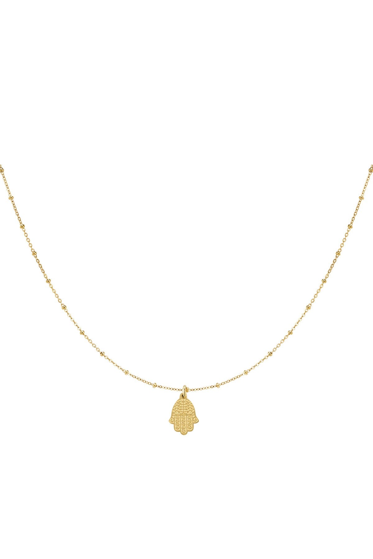 RIKI | Halskette | Hand Anhänger | Twist | Boho | Edelstahl | 14 Karat Vergoldung | Wasserfest