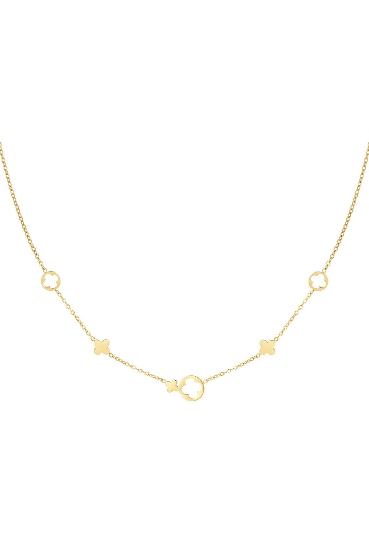 JOLIE | Halskette | Kleeblatt | Blume | Minimalistisch Fein | Edelstahl | 14 Karat Vergoldung | Wasserfest