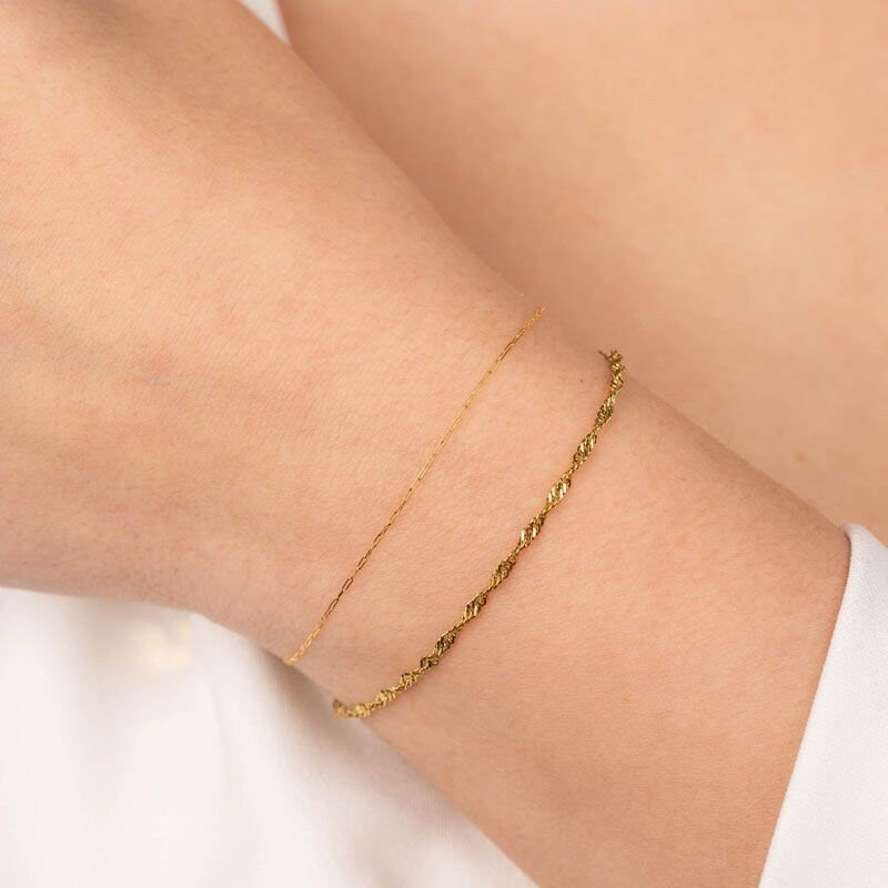 SPIRAL | Armband | Twist gedreht | Bracelet | Schlicht Minimalistisch | Edelstahl | 14 Karat Vergoldung | Wasserfest