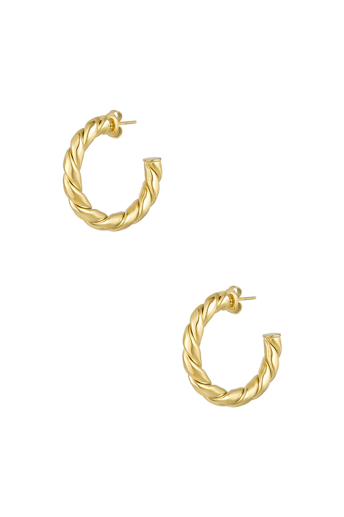 YESENIA | Ohrringe | Creolen | Twist | Big Curl Gedreht | Edelstahl | 14 Karat Vergoldung | Wasserfest