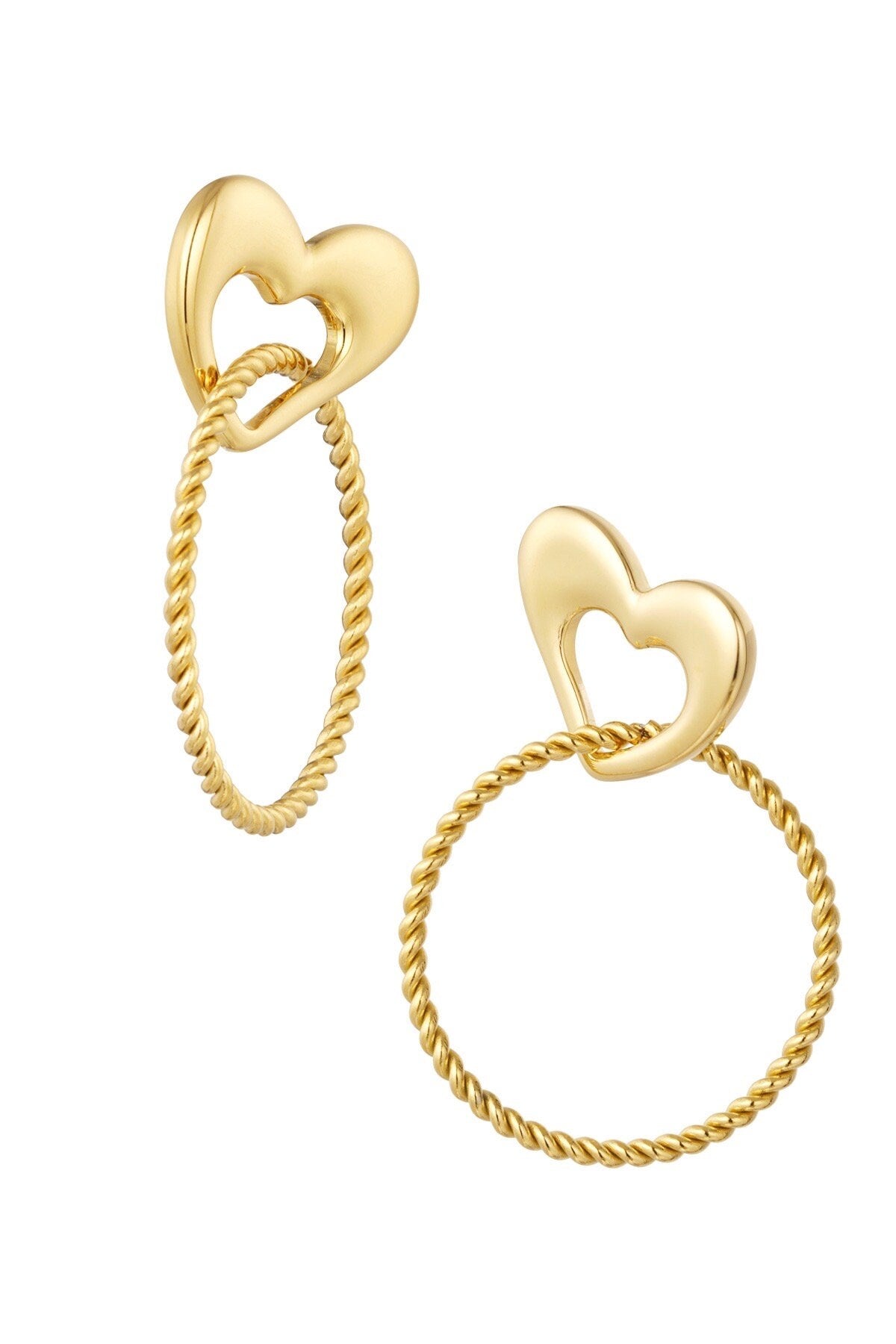 NELLI | Ohrringe | Heart Hoop | Herzform | Statement | Twist Hoop | Edelstahl | 14 Karat Vergoldung | Wasserfest