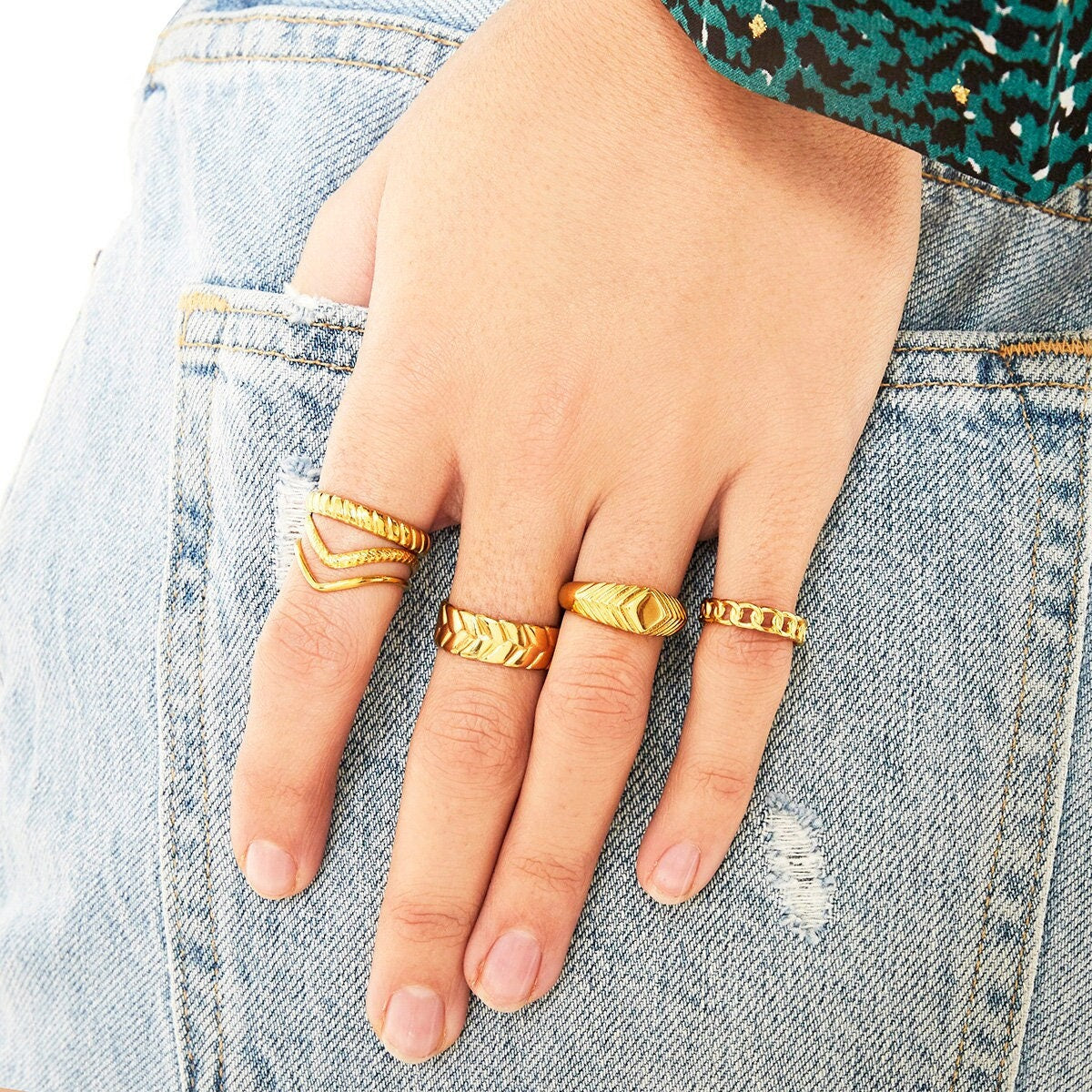 PALOMA | Ring | Statement-Ring | Boho | Edelstahl | 14 Karat Vergoldung | Wasserfest