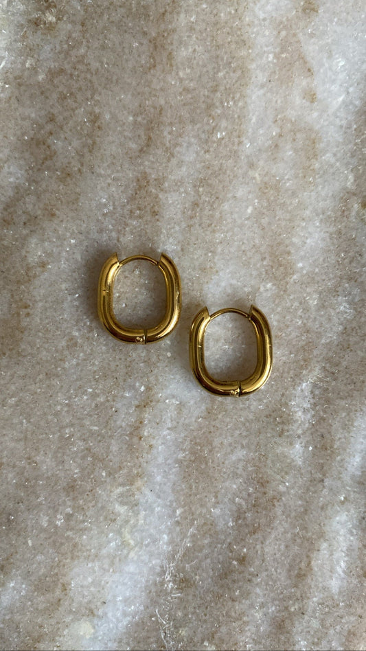 ISI | Ohrringe | Square Hoops | Creolen | Minimalistisch | Edelstahl | 14 Karat Vergoldung | Wasserfest