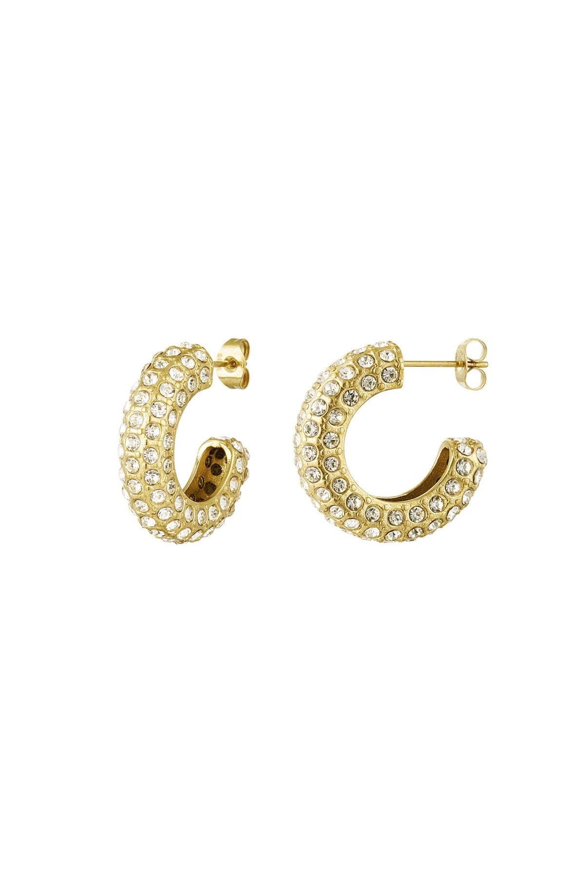 CELIA | Ohrringe | Hoops Creolen | Big Round | Luxury Hoop | Zirconia Glitzer | Edelstahl | 14 Karat Vergoldung | Wasserfest