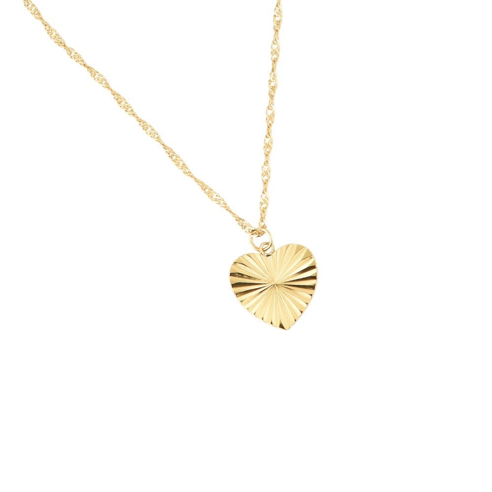 HEART | Halskette | Herz Anhänger | Twist | Boho | Edelstahl | 14 Karat Vergoldung | Wasserfest