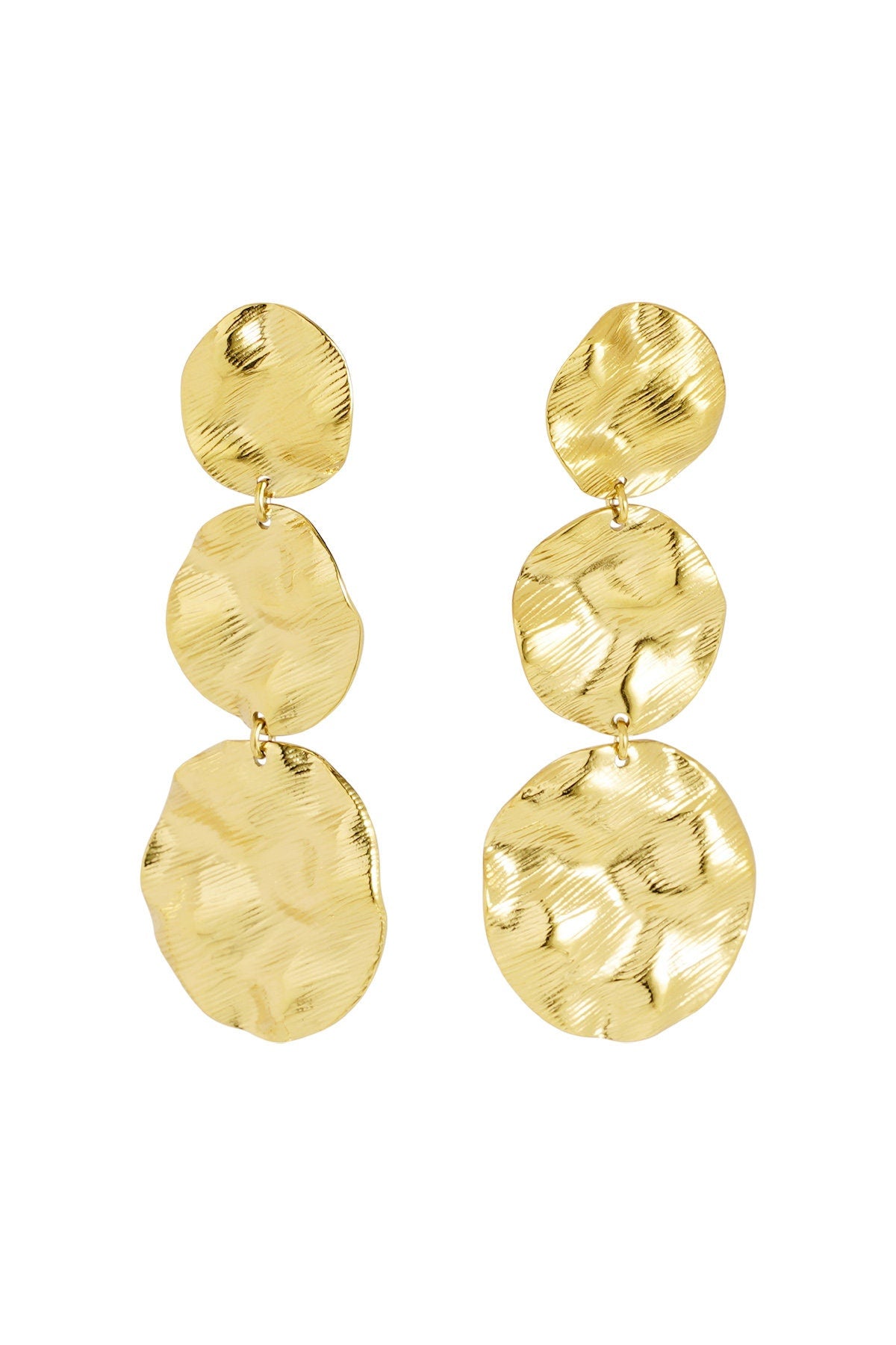 LIANA | Ohrringe | Abstrakte Kreise | Statement Circles | Long Chunky | Big Statement | Edelstahl | 14 Karat Vergoldung | Wasserfest